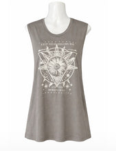 Load image into Gallery viewer, Long grey sleeveless tank top with saying on it
