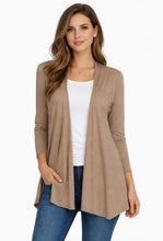 Load image into Gallery viewer, Open front high-low draped front cardigan

