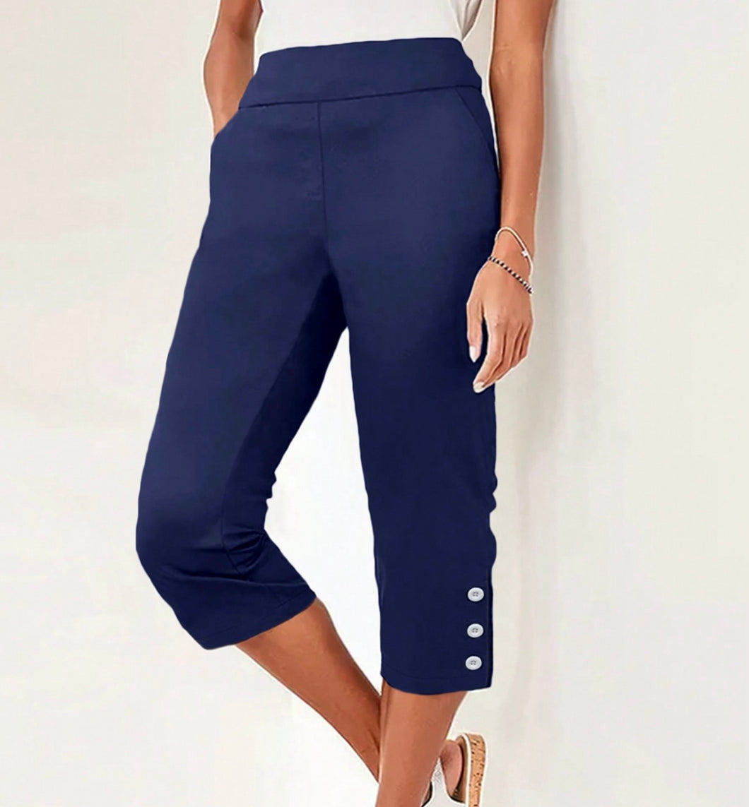 Button detail navy capris