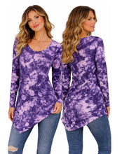 Load image into Gallery viewer, Patterned long sleeve dress with asymmetrical hem
