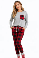 Load image into Gallery viewer, Red plaid 2 piece loungewear set
