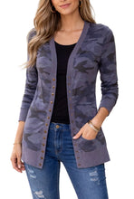 Load image into Gallery viewer, Lightweight camouflage print snap button cardigan
