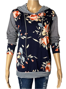Floral striped hoodies