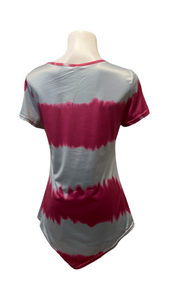 Tie dye v-neck top with irregular hem
