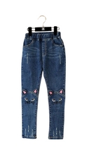 Load image into Gallery viewer, Girls kitty jeans
