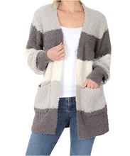 Load image into Gallery viewer, Color block popcorn cardigan with pockets
