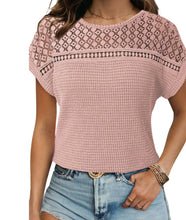 Load image into Gallery viewer, Waffle knit tee with lace
