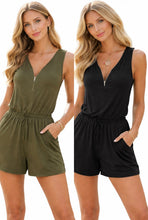 Load image into Gallery viewer, Romper with pockets and front zipper
