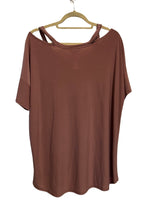 Load image into Gallery viewer, Plus size dusty rose top with cutout shoulders and bling
