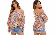 Load image into Gallery viewer, Colorful floral off shoulder blouse
