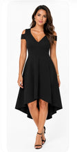 Load image into Gallery viewer, Cold shoulder black dress
