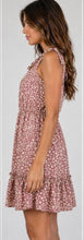 Load image into Gallery viewer, Dusty pink leopard print knotted shoulder dress
