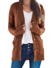 Load image into Gallery viewer, Button up acrylic knit cardigan with pockets
