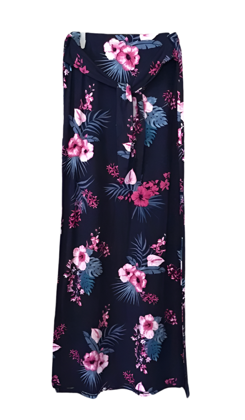 Floral tie up maxi skirt with side slits. Super soft.