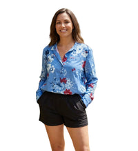 Load image into Gallery viewer, Button up floral blouse with 3/4 sleeve option.
