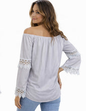 Load image into Gallery viewer, Long sleeve blouse with crochet insert
