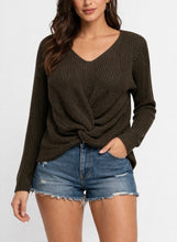 Load image into Gallery viewer, Dark grey cropped sweater with twist design

