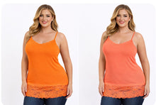 Load image into Gallery viewer, Plus size tank top with lace trim
