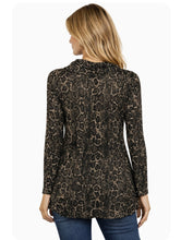 Load image into Gallery viewer, Snakeskin print long sleeve top with decorative buttons
