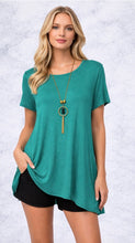 Load image into Gallery viewer, Green tee with necklace
