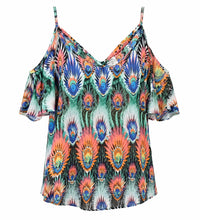 Load image into Gallery viewer, Plus size multi coloured cold shoulder top
