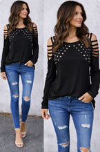 Load image into Gallery viewer, Studded long sleeve ladder sleeve top
