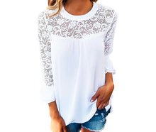 Load image into Gallery viewer, Blouse with lace insert and bell sleeve
