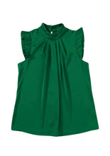 Load image into Gallery viewer, Bright green blouse with pleated front and frilled trim
