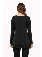 Load image into Gallery viewer, High/low loose fitting top with crochet trim
