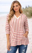 Load image into Gallery viewer, Striped  hoodies with front pocket
