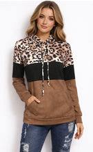 Load image into Gallery viewer, Colorblock leopard print hoodie
