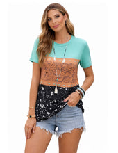Load image into Gallery viewer, Color block tee with 2 unique patterns
