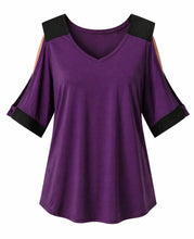 Load image into Gallery viewer, Cold shoulder short sleeve top.
