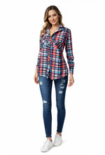 Load image into Gallery viewer, Multi coloured plaid button up shirt
