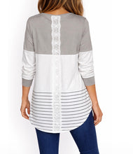 Load image into Gallery viewer, Long top with stripes and crochet back
