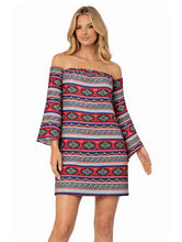 Load image into Gallery viewer, Off shoulder plus size tribal print dress/tunic top
