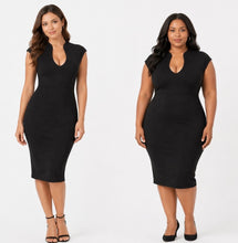 Load image into Gallery viewer, Sleeveless low cut black dress.
