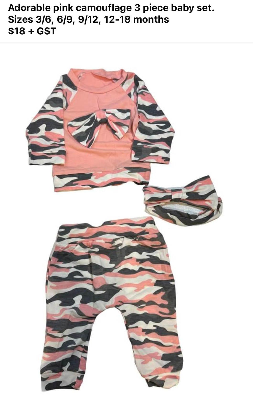 Baby pink camouflage set