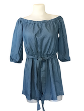 Load image into Gallery viewer, Denim off shoulder romper
