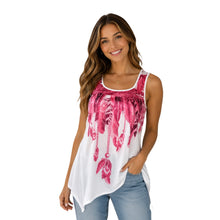 Load image into Gallery viewer, Feather print tank top with lace back
