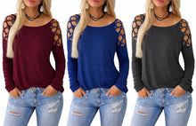 Load image into Gallery viewer, Hollow out long sleeve top with sequins
