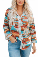 Load image into Gallery viewer, Multi color Aztec print button up shirt
