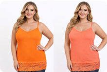Load image into Gallery viewer, Plus size tank top with lace trim
