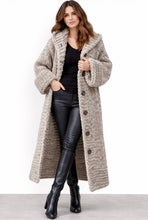Load image into Gallery viewer, Chunky knit long hooded cardigan with buttons

