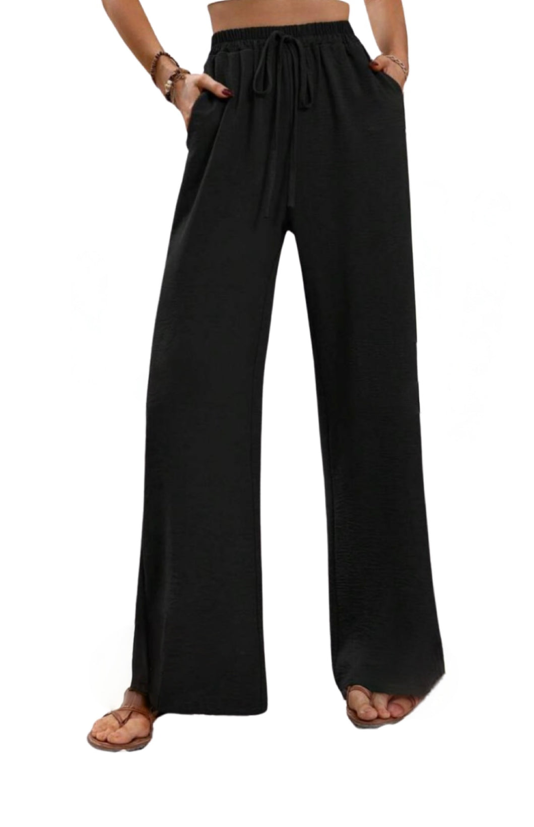 Black wide leg pants with pockets