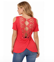 Load image into Gallery viewer, Cold shoulder top with crochet back
