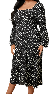Plus size black polka dot maxi dress