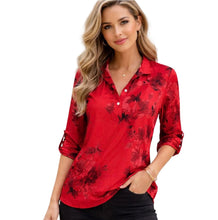 Load image into Gallery viewer, Button up floral blouse with 3/4 sleeve option.
