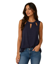 Load image into Gallery viewer, Sleeveless navy tank with cutouts
