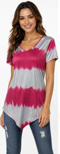 Load image into Gallery viewer, Tie dye v-neck top with irregular hem
